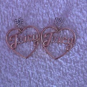 Juicy Couture Gold Heart Earrings with Rhinestones